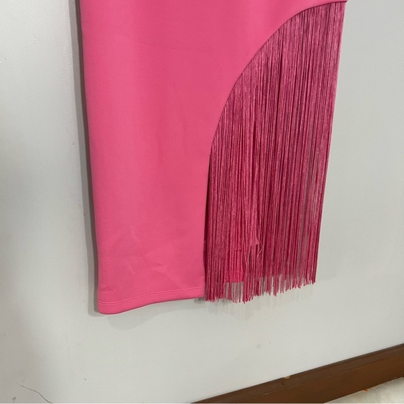 NWT Alice + Olivia Pink Midi Dress | Fringe | Cocktail Gown | Wedding Guest - Picture 11 of 17